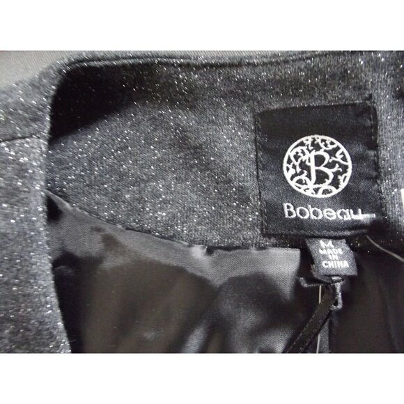Bobeau Blazer jacket Medium Charcoal Gray Bell Sleeve Knit Silk sparkle cardigan - Picture 5 of 10